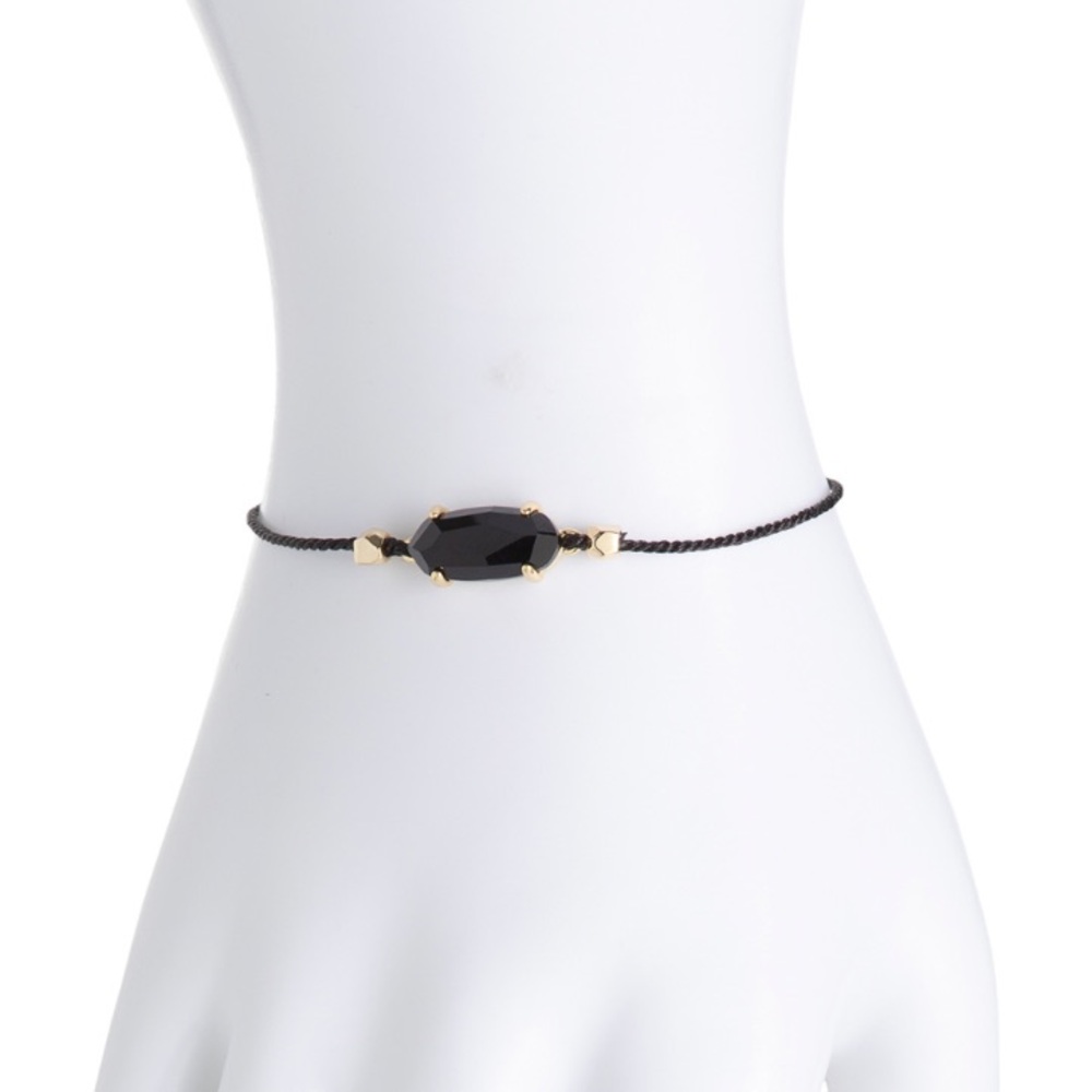 NWT Kendra Scott Everlyne Friendship Bracelet in Gold and Black Obsidian - Picture 2 of 6
